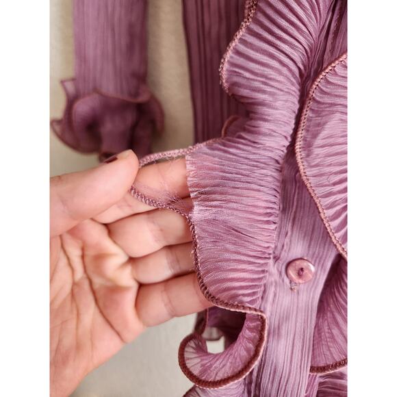 y2K Daniel Women's Ruffle Button Up Blouse Lg - Picture 5 of 10